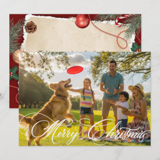 Cartes Pour Fêtes Annuelles Baies élégantes de Noël Photo arrière blanc
