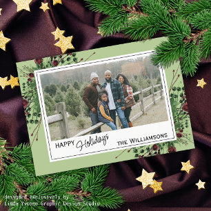 Cartes Pour Fêtes Annuelles Baies rouges Baies vertes Holly mignonne Feuillage