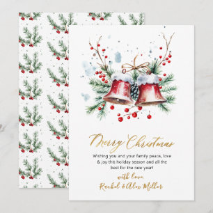 Cartes Pour Fêtes Annuelles Baies rouges botaniques Non Photo Joyeux Noël