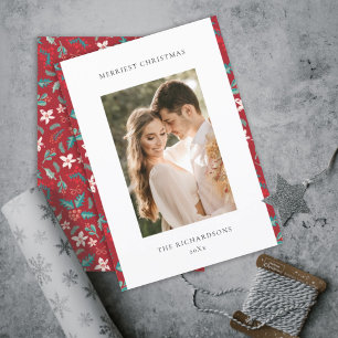 Cartes Pour Fêtes Annuelles Baies Rouges Joyeux Noël Motif Floral Photo