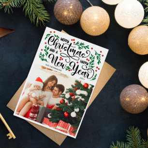 Cartes Pour Fêtes Annuelles Baies rouges Photo Joyeux Noël Bonne année