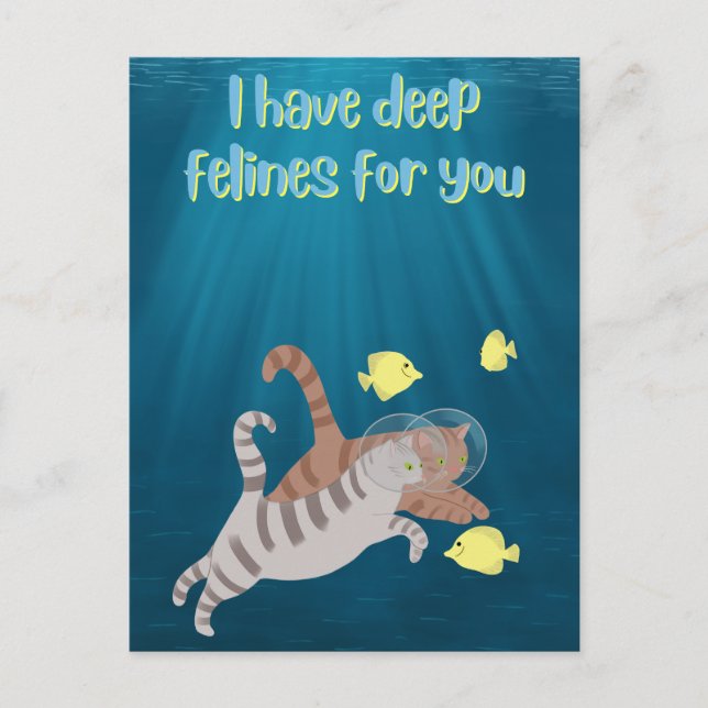 Cartes Pour Fêtes Annuelles Baignade amusante Chats Ocean Valentines Jour (Devant)