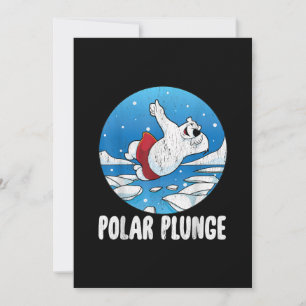 Cartes Pour Fêtes Annuelles Bain d'hiver Polar Plunge Ice Jump Ours Polaire