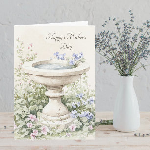 Cartes Pour Fêtes Annuelles Bain d'oiseau floral élégant Fête des mères