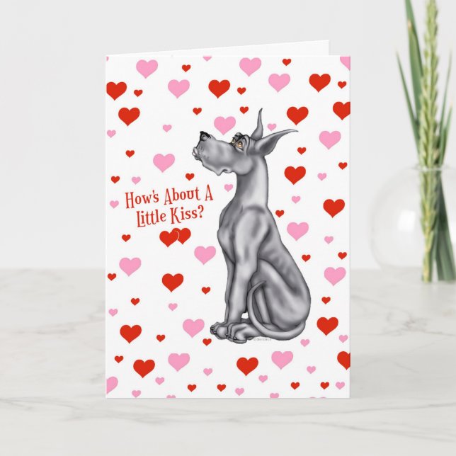 Cartes Pour Fêtes Annuelles Baiser noir de Saint-Valentin de great dane (Devant)