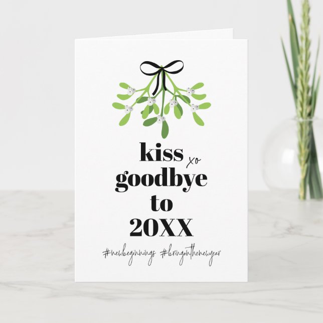 Cartes Pour Fêtes Annuelles Baiser sous le gui : réessayer - Noël drôle (Devant)