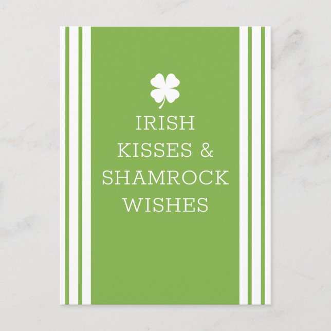 Cartes Pour Fêtes Annuelles Baisers irlandais et souhaits Shamrocks (Devant)