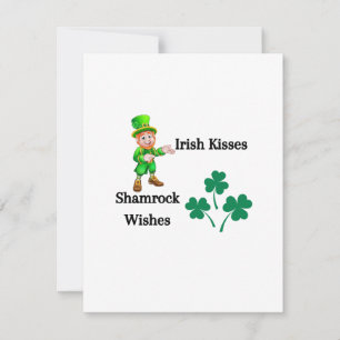 Cartes Pour Fêtes Annuelles Baisers irlandais, voeux de trèfle sur un