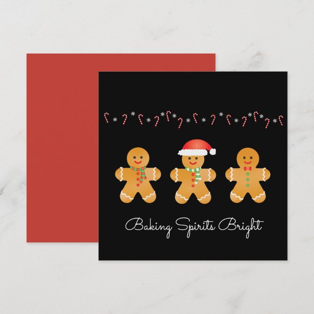 Cartes Pour Fêtes Annuelles Baking Spiritueux Bright Gingerbread Hommes (Devant / Derrière)