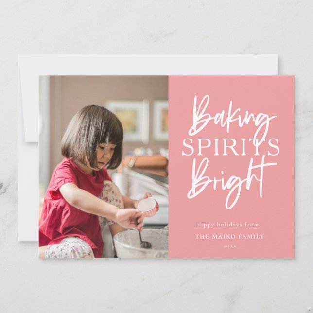 Cartes Pour Fêtes Annuelles Baking Spiritueux Bright Pink Photo de Noël (Devant)