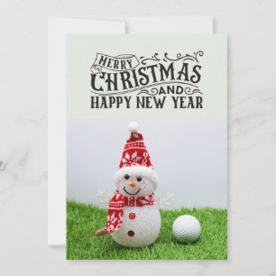 Cartes Pour Fêtes Annuelles Bal de golf avec Snowman golfeurs Noël