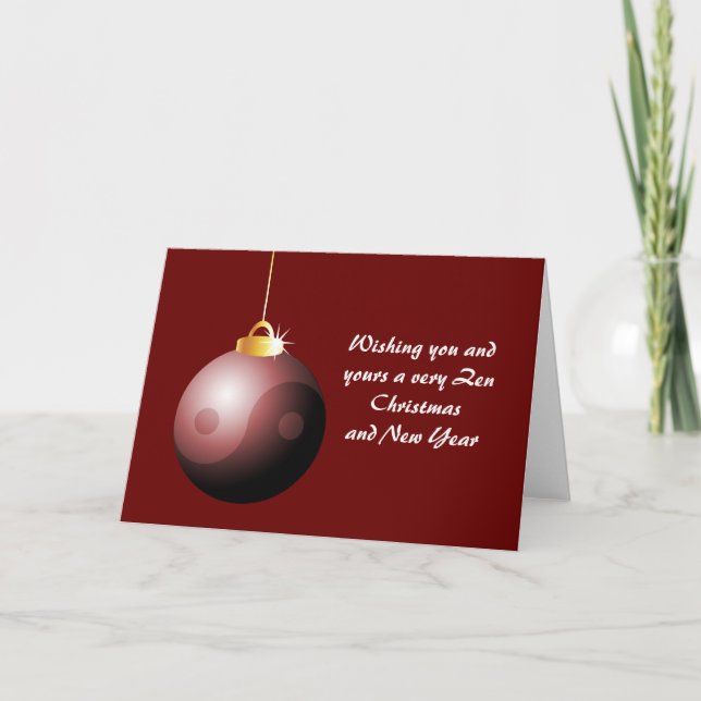 Cartes Pour Fêtes Annuelles Bal de Noël de Yin Yang en rouge (Devant)