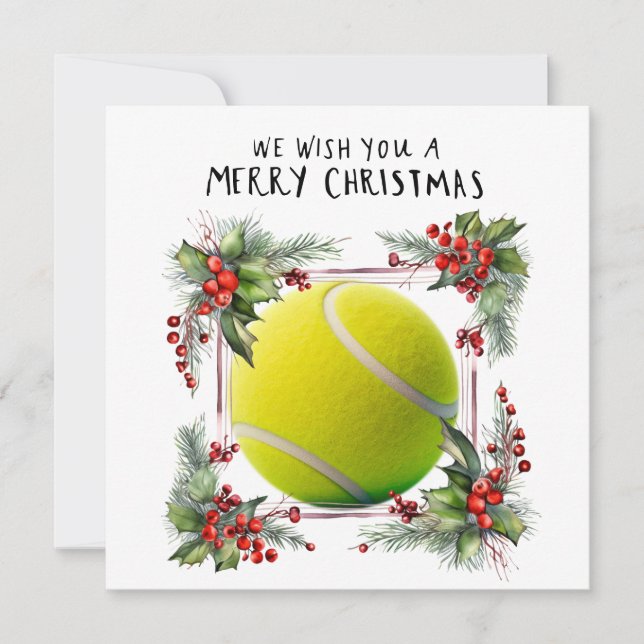 Cartes Pour Fêtes Annuelles Bal de tennis avec cadre de Noël (Devant)