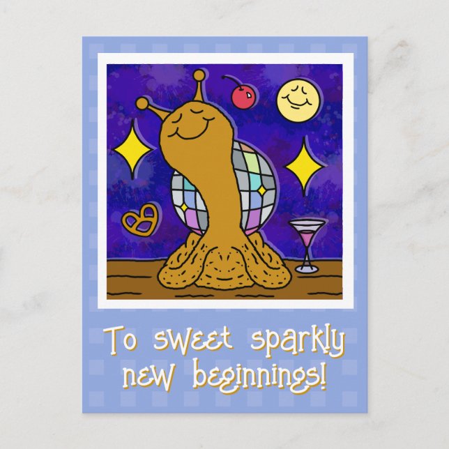 Cartes Pour Fêtes Annuelles Bal Disco Snail Cute Bonne Année (Devant)