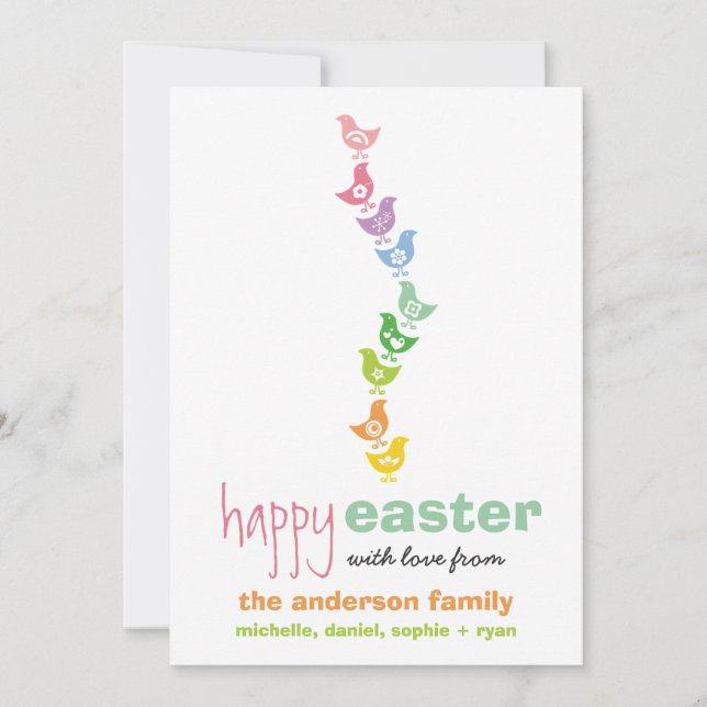 Cartes Pour Fêtes Annuelles Balancing Pastels Rainbow Chicks Whimsical Pâques (Devant)