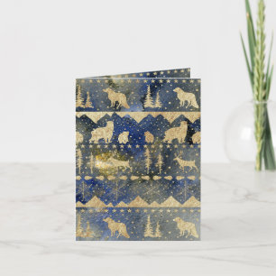 Cartes Pour Fêtes Annuelles Balayage nordique Gold Hiver Animaux Soirée Dusk