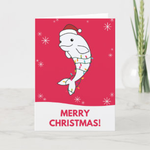 Cartes Pour Fêtes Annuelles Baleine Beluga Joyeux Noël Animaux d'Hiver Baleine
