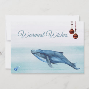 Cartes Pour Fêtes Annuelles Baleine bleue et méduse Plage des plus chaudes Wis