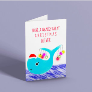 Cartes Pour Fêtes Annuelles Baleine de Noël personnalisable