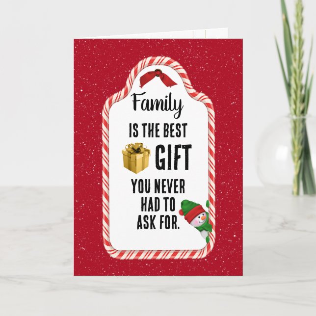 Cartes Pour Fêtes Annuelles Balise cadeau de Noël de famille (Devant)