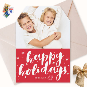 Cartes Pour Fêtes Annuelles Balise rouge White Retro Happy Holidays Photo