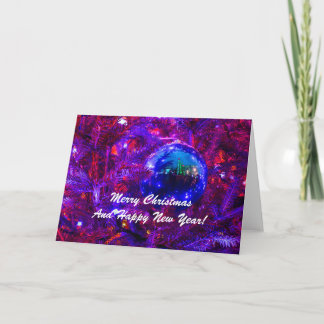 Cartes Pour Fêtes Annuelles Ball de Noël bleu rouge