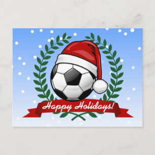 Cartes Pour Fêtes Annuelles Balle de football portant un chapeau de Père Noël