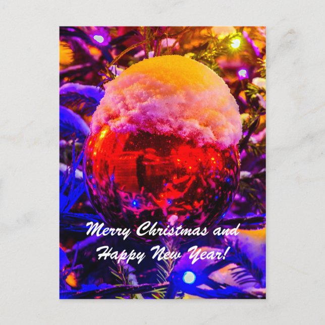 Cartes Pour Fêtes Annuelles Balle de Noël Neige (Devant)
