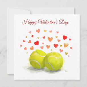 Cartes Pour Fêtes Annuelles Balle de tennis avec LOVE sur court bleu