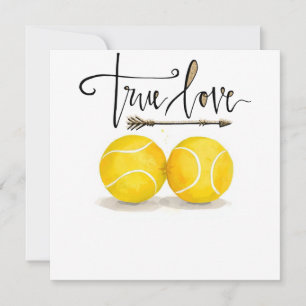 Cartes Pour Fêtes Annuelles Balle de tennis avec LOVE sur court bleu