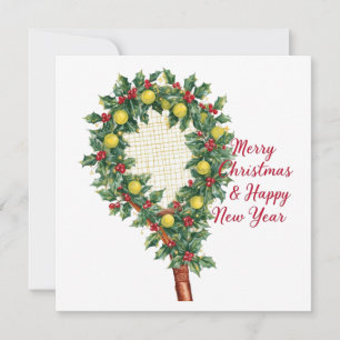 Cartes Pour Fêtes Annuelles Balle de tennis et raquette Joyeux Noël Vacances