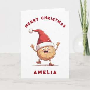 Cartes Pour Fêtes Annuelles Balle de Volleyball avec Chapeau de Santa Rouge No