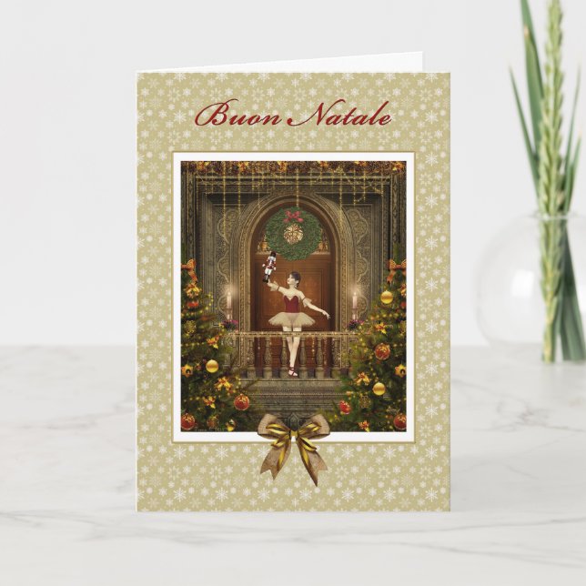 Cartes Pour Fêtes Annuelles Ballerina Nutcracker Italien Buon Natale Card (Devant)