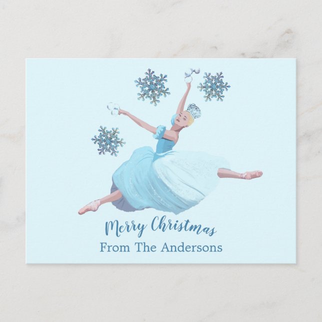 Cartes Pour Fêtes Annuelles Ballerina Snowflakes Le Casse-Noix (Devant)