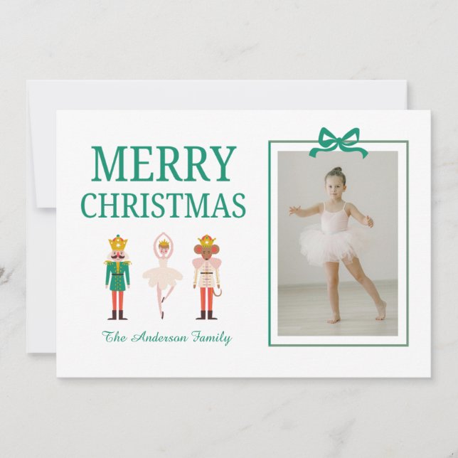 Cartes Pour Fêtes Annuelles Ballerine de photo festive de Noël Casse-Noisette (Devant)