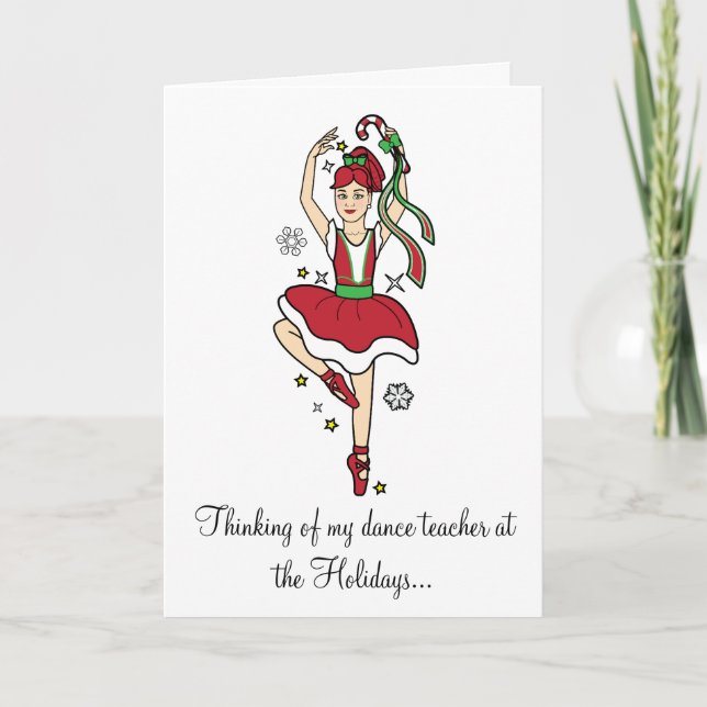 Cartes Pour Fêtes Annuelles Ballerine de professeur de danse de vacances avec (Devant)