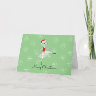 Cartes Pour Fêtes Annuelles Ballerine Souris Flocons de Neige Noël