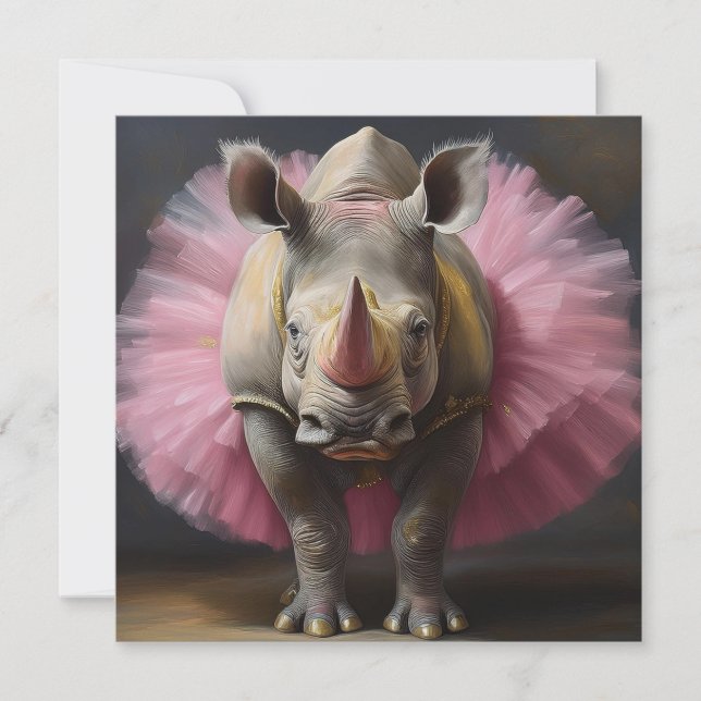 Cartes Pour Fêtes Annuelles Ballet AI Rhino (Devant)