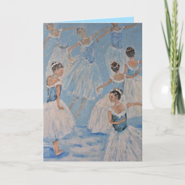 Cartes Pour Fêtes Annuelles Ballet Casse-Noisette Dansant Dans La Neige (Devant)