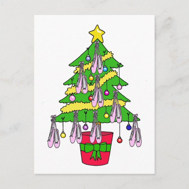 Cartes Pour Fêtes Annuelles Ballet Chaussures Festive Arbre de Noël (Devant)