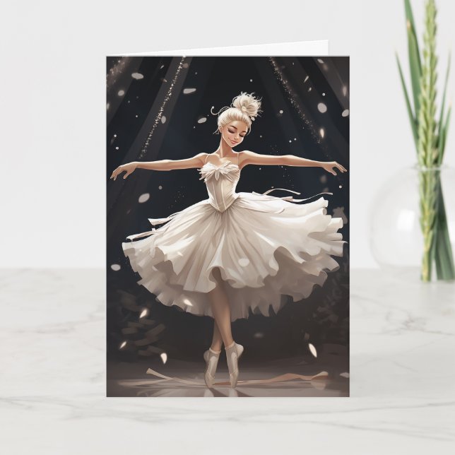 Cartes Pour Fêtes Annuelles Ballet Reine des Neiges Flocon de Neige Ballerine  (Devant)