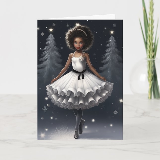 Cartes Pour Fêtes Annuelles Ballet Reine des Neiges Flocon de Neige Ballerine  (Devant)