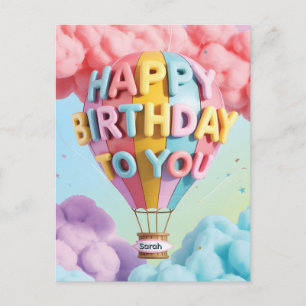 Cartes Pour Fêtes Annuelles Ballon à air chaud "Joyeux Anniversaire" 3D fantai