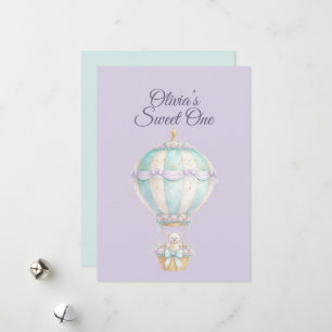 Cartes Pour Fêtes Annuelles Ballon à Air Chaud Pastel Conte de Fée Premier Ann