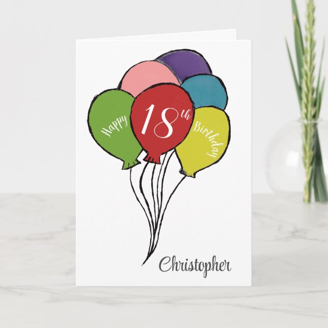 Cartes Pour Fêtes Annuelles ballon de 18e anniversaire (Devant)