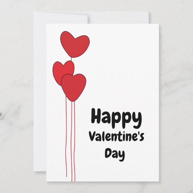 Cartes Pour Fêtes Annuelles Ballons Cœur Rouge Joyeuse Saint-Valentin (Devant)