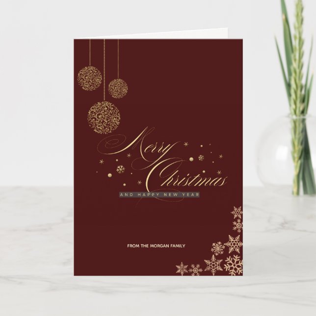 Cartes Pour Fêtes Annuelles Ballons de Noël Flammes de neige Rouge Joyeux Noël (Devant)