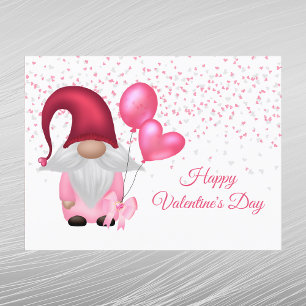 Cartes Pour Fêtes Annuelles Ballons rose Gnome Valentine