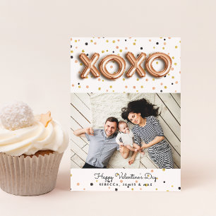 Cartes Pour Fêtes Annuelles Ballons Roses XOXO Gold   Photo de la Saint Valent
