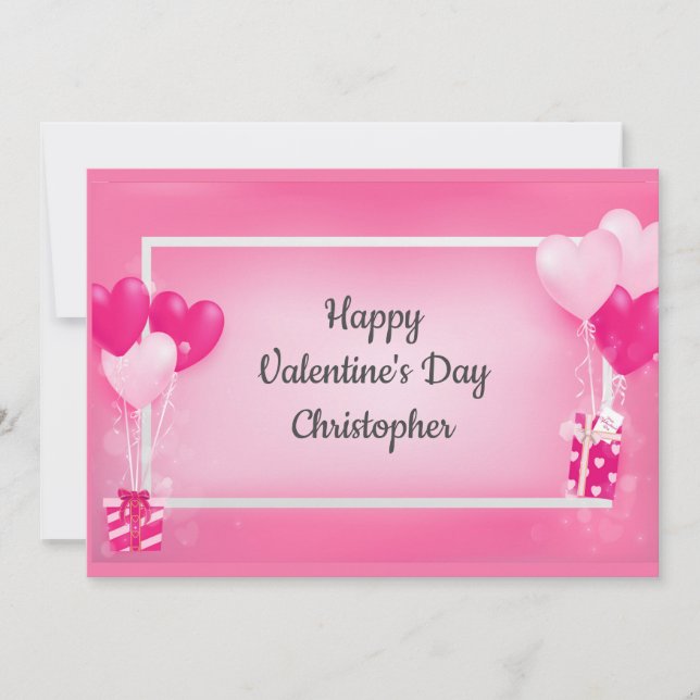 Cartes Pour Fêtes Annuelles Balons de coeur rose personnalisés Saint Valentin  (Devant)